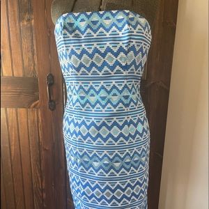 Belle Badgley Mischka blue strapless dress size 4